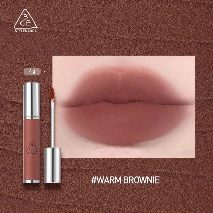 Gloss à Lèvres - 3CE Korea - Lip Mud #WARM BROWNIE - 4g - Fini doux et mat - Hydratation parfaite