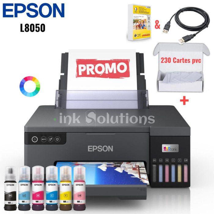 Imprimante Photo - EPSON - EcoTank L8050 - 230 Cartes PVC - 5.760 DPI - Wi-Fi Direct