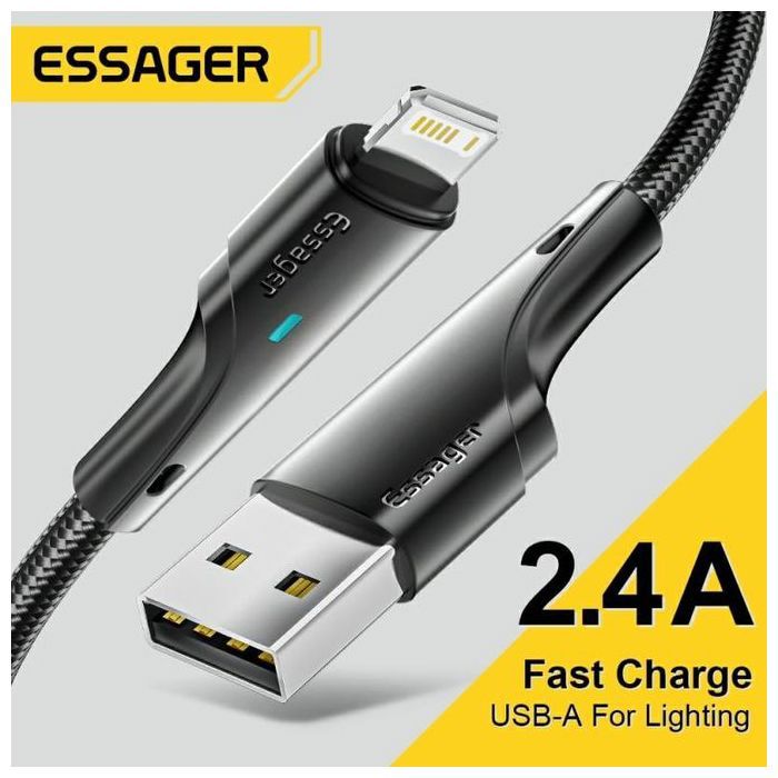 ESSAGER Câble USB de charge rapide pour iPhone, 13, 12, 11 Pro Max, Poly XS, 8, 7, 6s, 5 Plus 2M