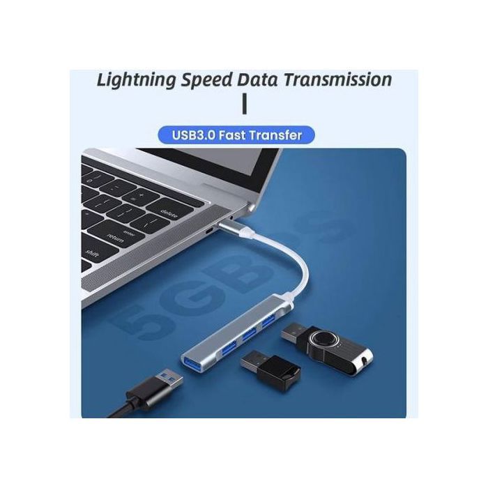 Hub USB Type C a 4 USB 3.0 Dongle en aluminium 4 en 1 OTG