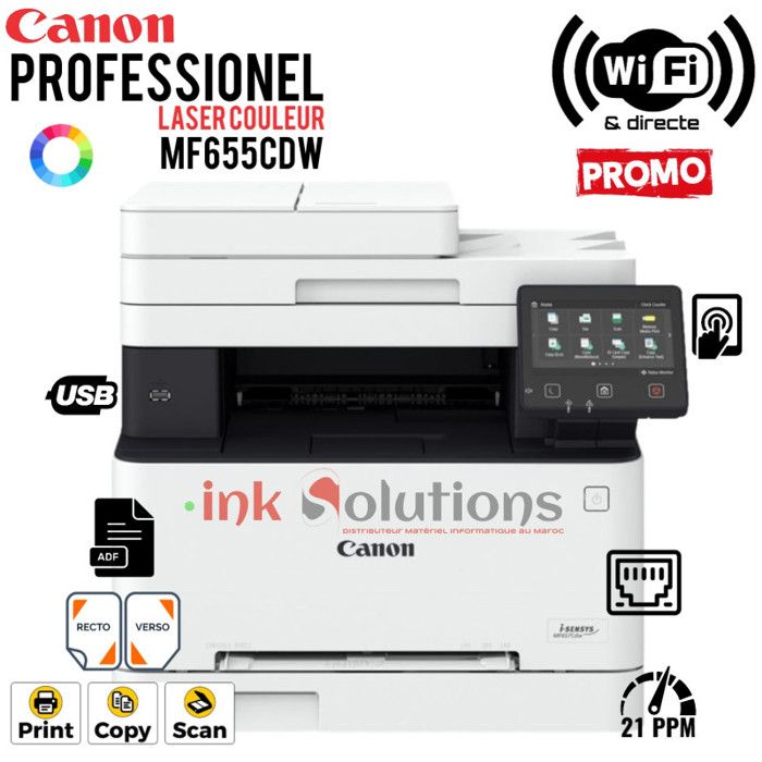 Imprimante i-SENSYS MF655Cdw Multifonction Laser Couleur (5158C004AA)