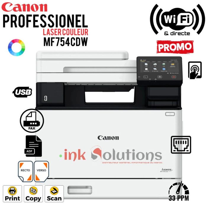 Imprimante Multifonction Laser Couleur i-SENSYS MF754Cdw (5455C009AA)
