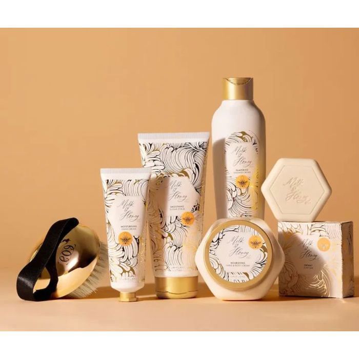 Pack Soin de La peau - Milk And Honey Gold - Gommage Exfoliant - Crème de Douche - Crème Hydratante