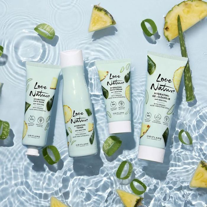 Soin de visage - Love Nature - Pack Aloe Vera et Ananas - Masque Hydratant - Lotion Tonifiante - Gel Nettoyant