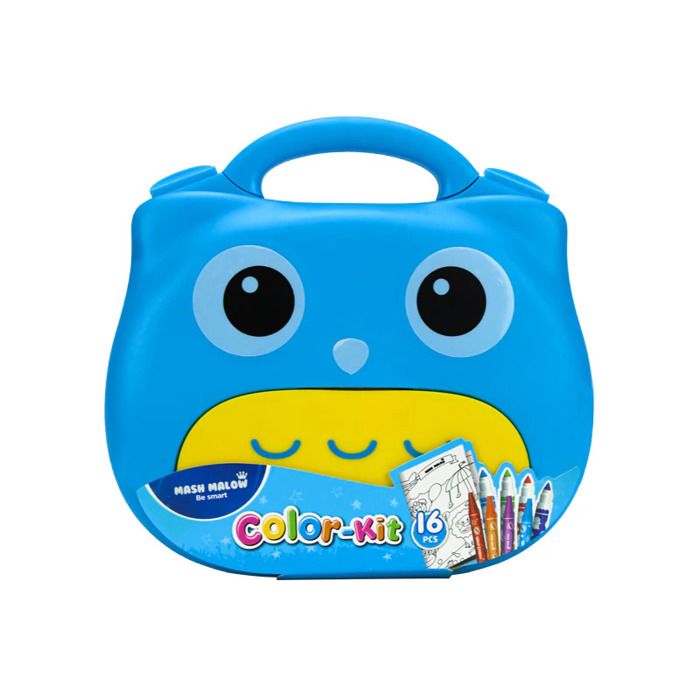 Kit de Coloriage - MASH MALOW - JUNIOR - 16 Pcs - Feutres et Crayons - Boîte de Transport