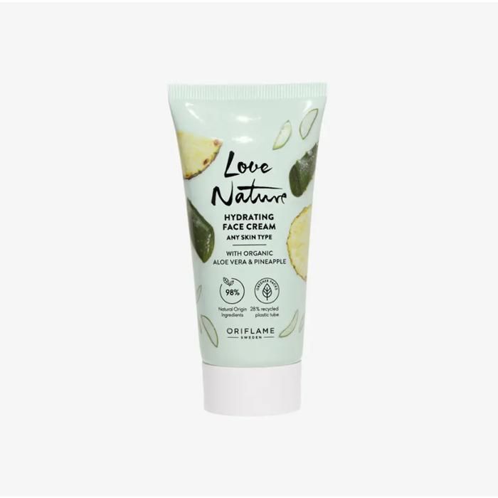 Crème Hydratante - Love Nature - Aloe Vera & Ananas - 50 ml - Sans Parabène - Tous Types de Peau