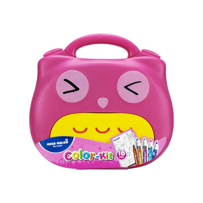Kit de Coloriage - MASH MALOW - JUNIOR - 16 Pcs - Feutres et Crayons - Rose