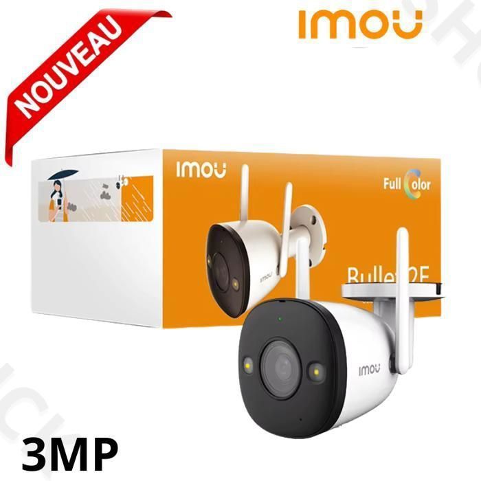 Caméra extérieure IP 3MP 2K Etanche sécurité IMOU Bullet 2E couleur WiFi à domicile détection humaine