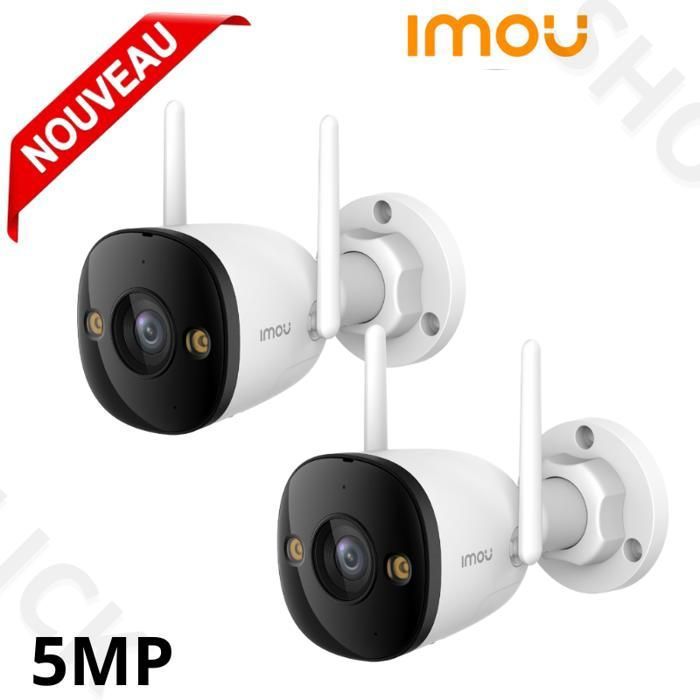 Pack 2 Caméra extérieure IP 5MP 3K Etanche sécurité IMOU Bullet 2E couleur WiFi à domicile détection humaine