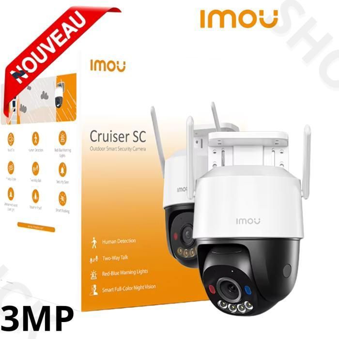 Caméra pour l'extérieur, IMOU-Cruiser SC 3MP PT WiFi, 6 lumières rouges-bleues iodées, vision intelligente