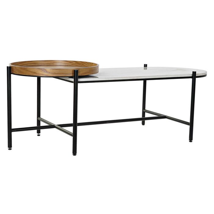 TABLE basse en métal et marbre blanc 128 x 54 x 46 cm