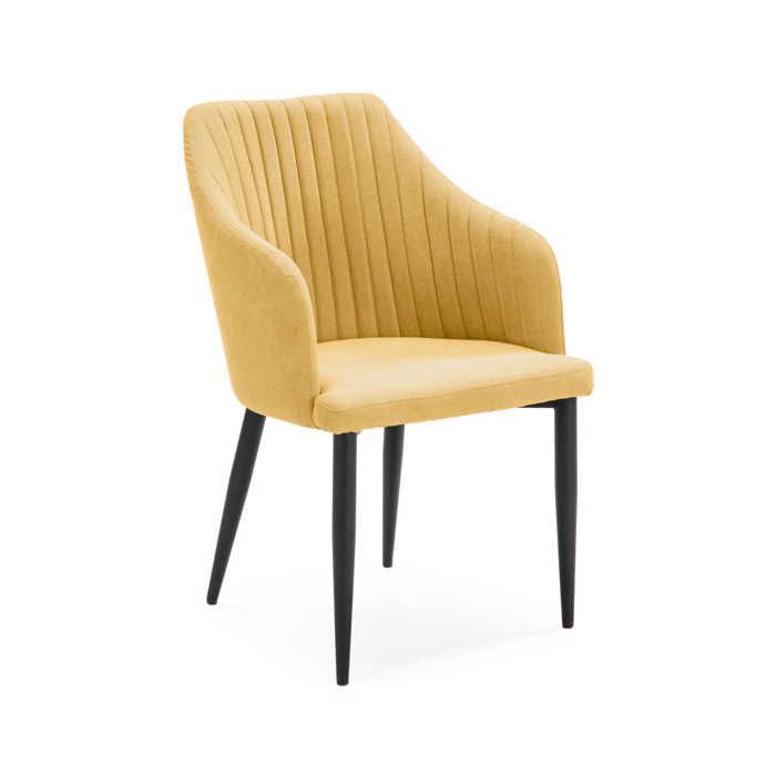 Fauteuil avec Accoudoirs - NADI - Jaune - Tissus et Métal - Design Contemporain - 1 Place