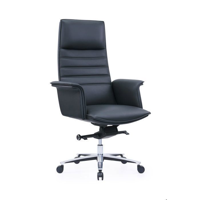 Fauteuil de bureau - AUGUSTE - Similicuir - Noir - Hauteur réglable 122-129 cm - Design contemporain