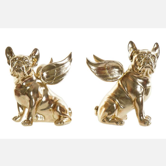 Figures décoratives - BULLDOG - Ailés - Set de 2 - Résine - 24x20x27 cm