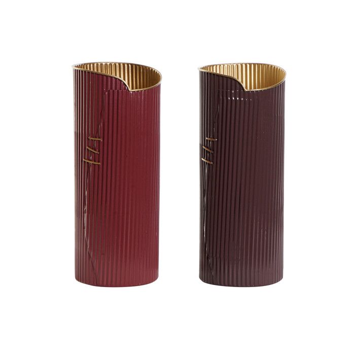 Vase - Métal - SET de 2 - 14 x 14 x 35 cm - Design Élégant - Durable