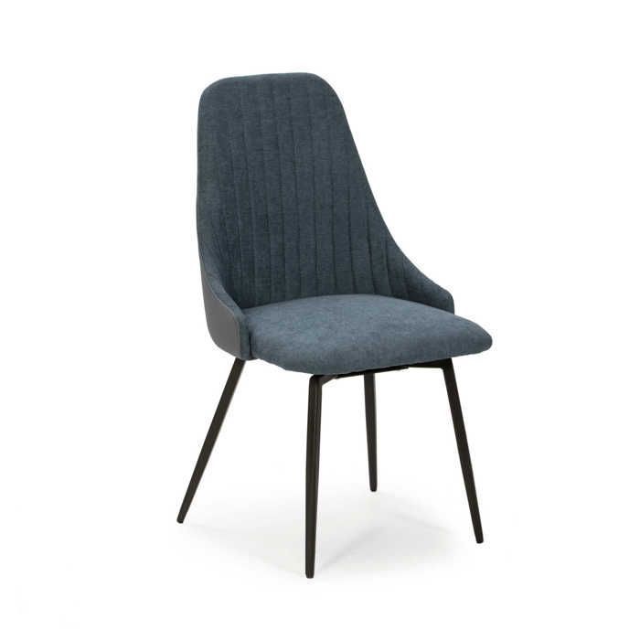 Chaise Pivotante - ELMA - Simili Cuir/Tissu - Bleu - Design Élégant - Confort Optimal