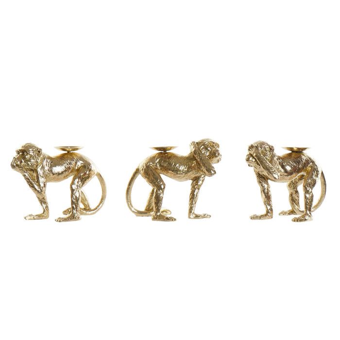 Porte-bougie - MONKEY - Set de 3 - Résine - Design Contemporain - 25x13.5x18.6 cm