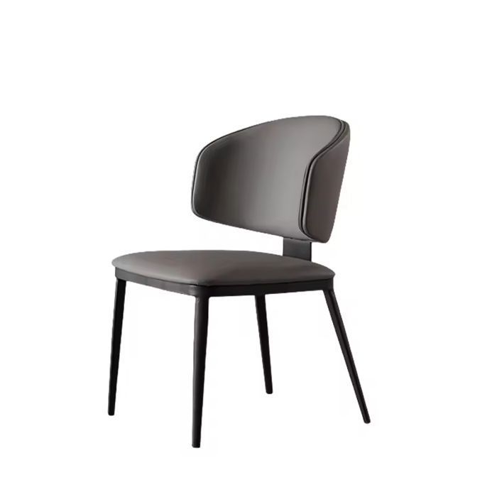 Chaise rembourrée - MARINO - Design moderne - Similicuir - Pieds en métal - Gris