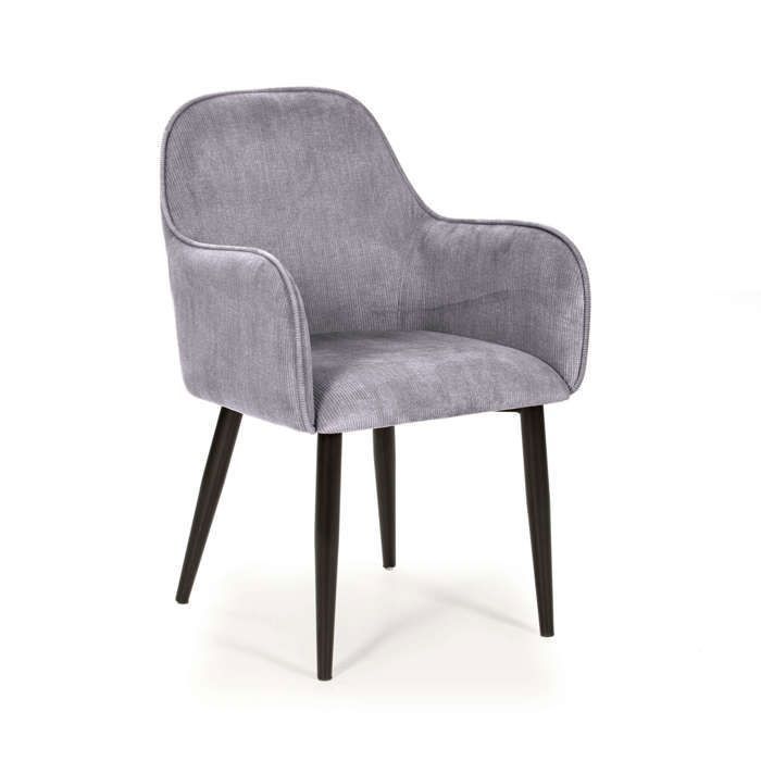 Fauteuil - AUDE - Velours Côtelé - Gris - Design Contemporain - 1 Place