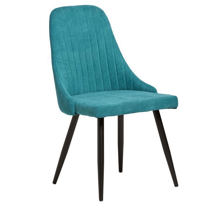 Chaise - DANSMAMAISON - MINA - Tissu et Métal - Turquoise - Design Contemporain
