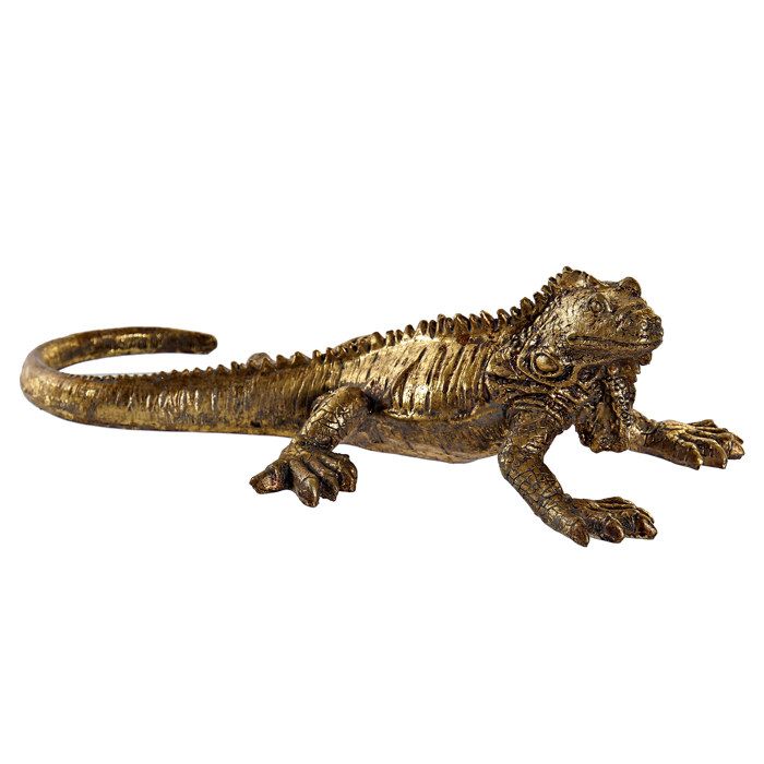 Figure Décoration - DANSMAMAISON - Iguane - Résine dorée - 21x11x6 cm - Design contemporain