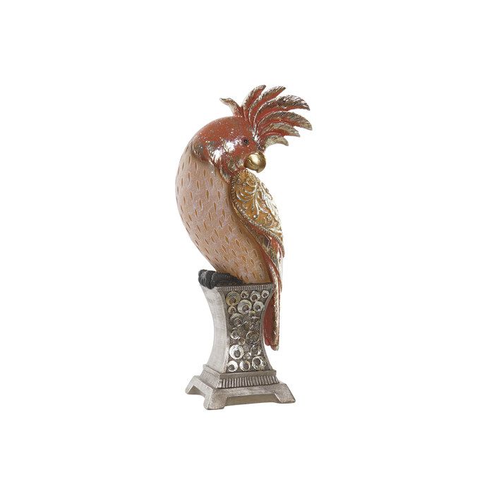 Figurine - PERRUCHE - Corail - Résine - 31.5 cm - Design Contemporain