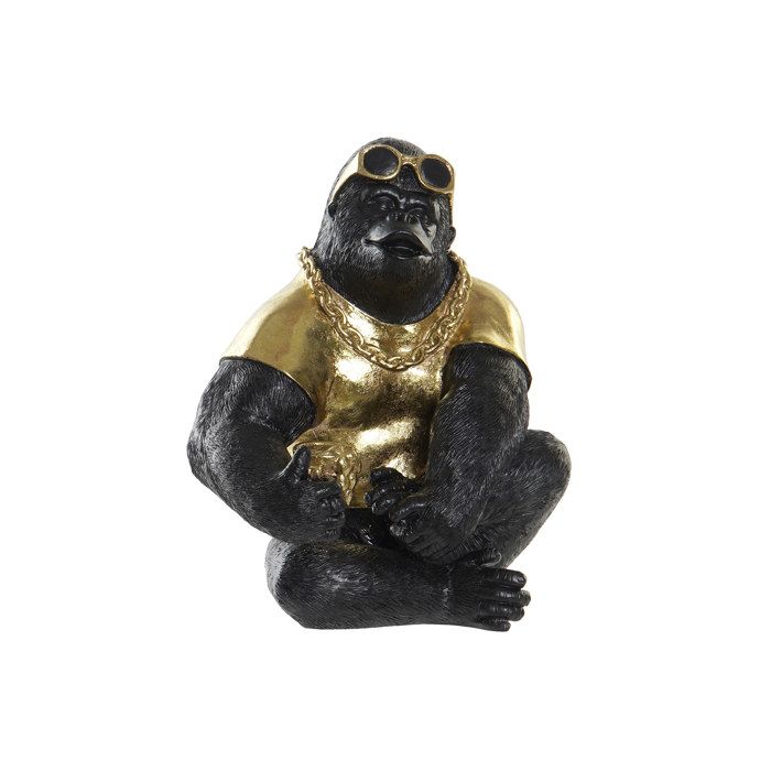 Figure de Décoration - Gangsta - Gorille Doré - Résine - 21x18x25 cm - Design Contemporain