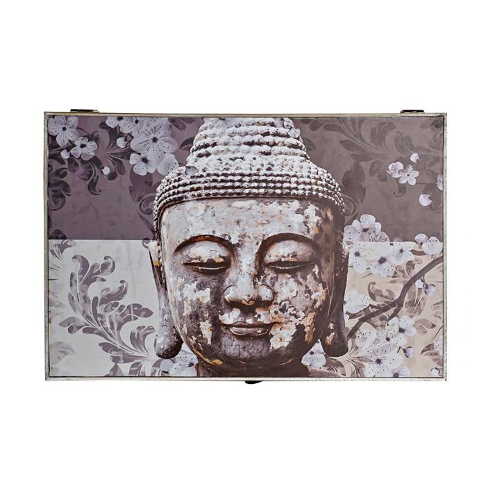 Couvercle compteur - DANSMAMAISON - Bouddha v1 - Bois massif - Gris - 46x32x6 cm