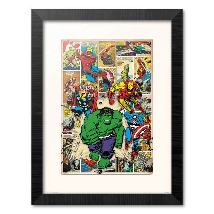 Cadre - MARVEL - HERE COME THE HEROES - 30x40 cm - Papier - Style Contemporain