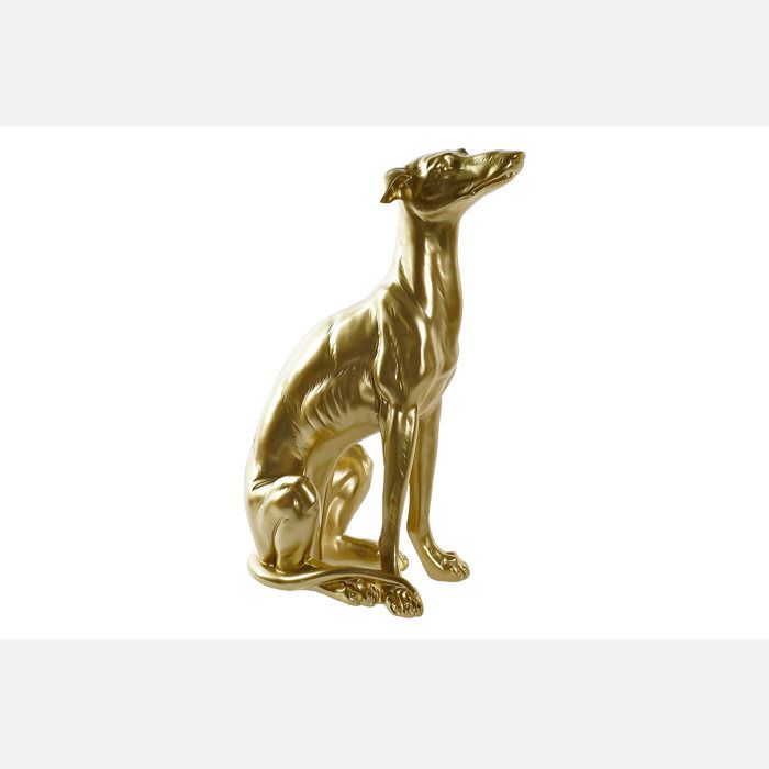 Figurine - DANSMAMAISON - Lévrier - Résine Dorée - 30x16x46 cm - Design Contemporain