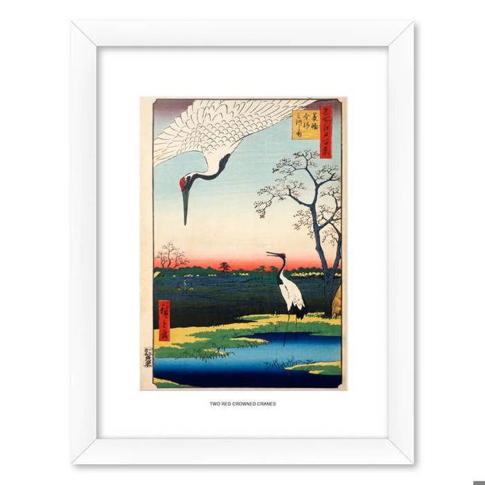 Cadre - TWO RED-CROWNED CRANES - 30x40cm - Contemporain - Design - Papier brillant