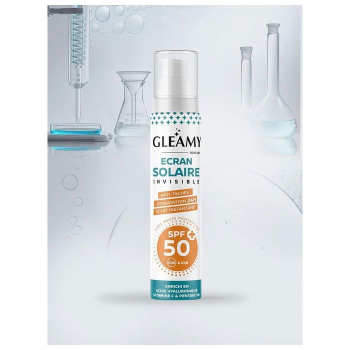 Écran solaire - GLEAMY - Invisible SPF50+ - Hydratation 24H - Anti-taches - Non comédogène
