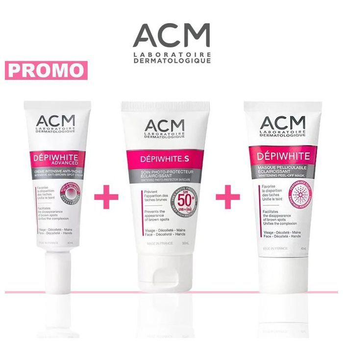 Pack Promo Dépiwhite - ACM - Crème 40ml, Masque 40ml, Écran Solaire 50ml - Anti-taches - Sans Parabène