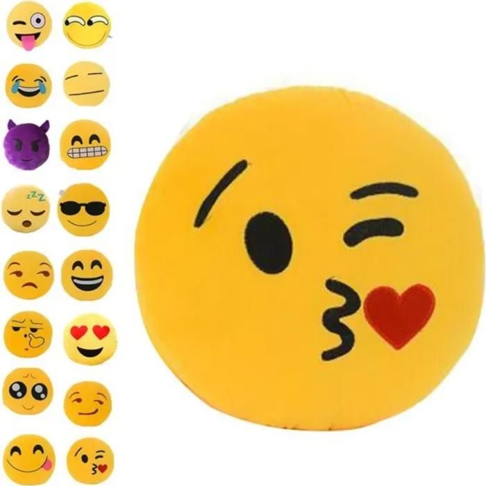 Oreiller Emoji décoratif en tissu doux(Couleur aléatoire)