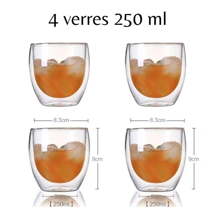 4 Verres double paroi 250 ml