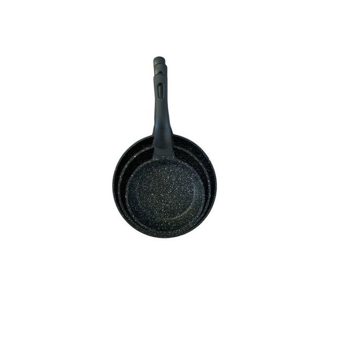 Ensemble de poêles - Elit - Granite - Diamètres 20-24-28cm - Compatible lave-vaisselle - Poignée fixe