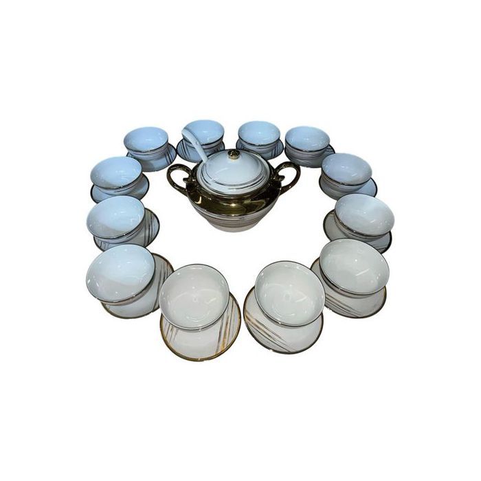 Pack de vaisselle - Elit - Soupière 27 pièces - 12 bols - 12 assiettes - Porcelaine