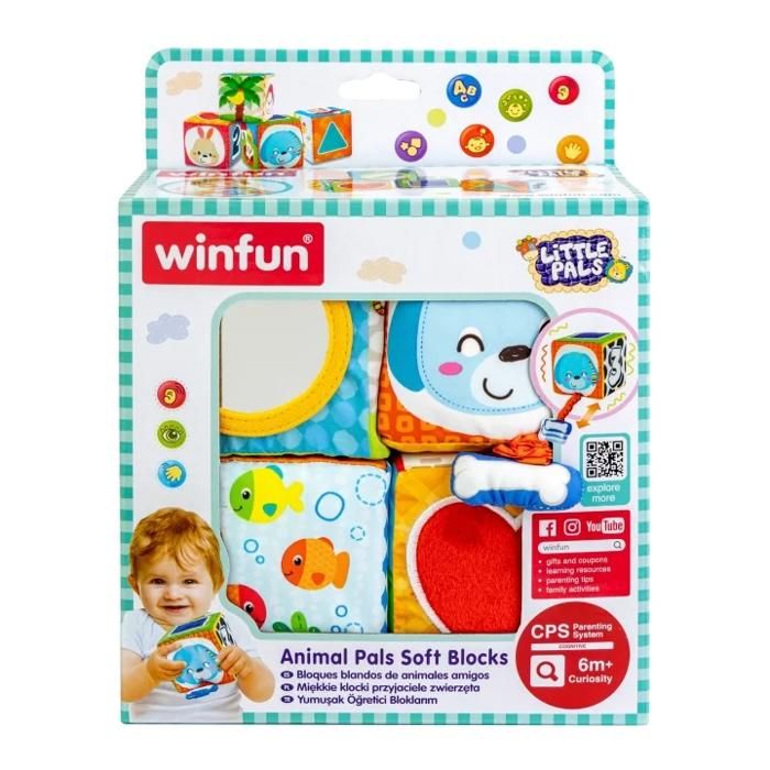 Jouet éducatif - WINFUN - Lot de 4 cubes souples animaux - Vibration - Miroir - Activités variées