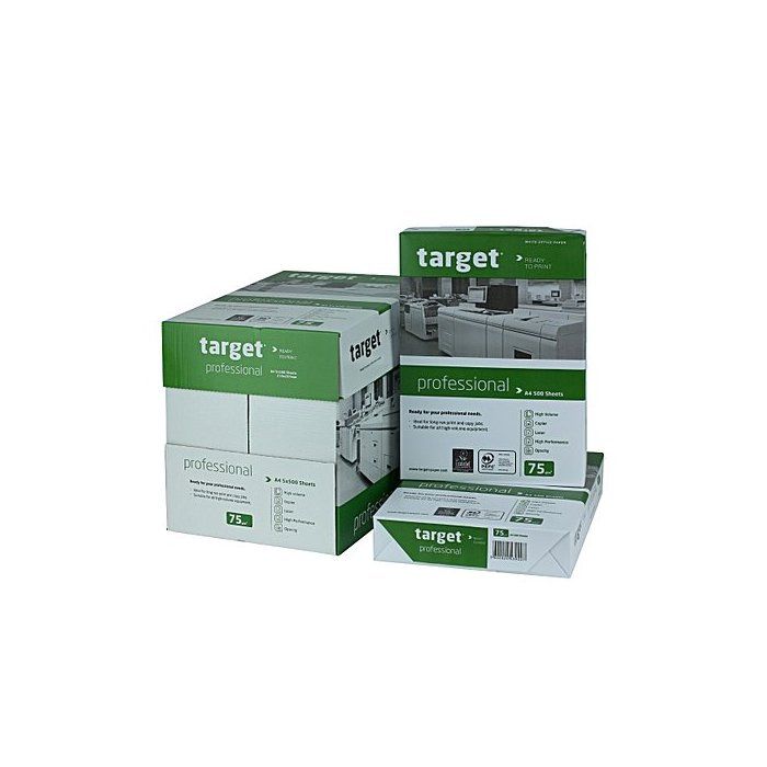 Papier A4 - TARGET - Lot de 5 ramettes - 80g - Extra blanc - 2500 feuilles