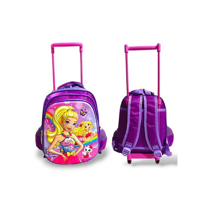 Cartable Princess Barbie School imperméable à roulettes pour filles-5