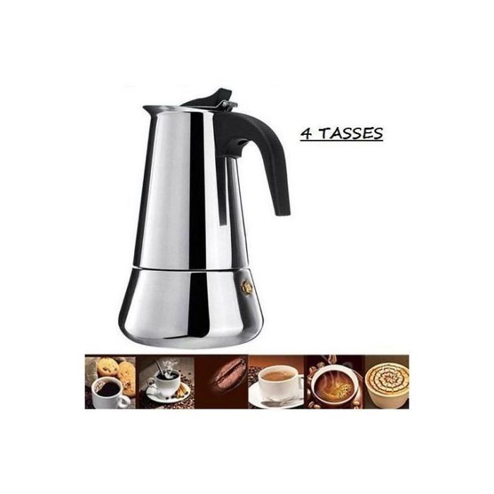 Espresso Maker 4 Cups Cafetière 4 Tasses Pot à café expresso inoxydable-6