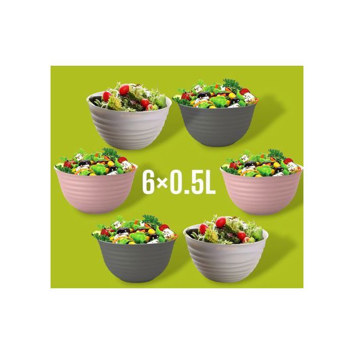PLASTART Pack de 6 Bols en polypropylène de haute qualité, 500 ml - Gris-4