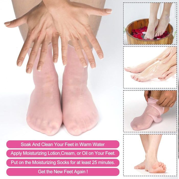 Lot de 2 paires chaussettes hydratantes en silicone – Soin des pieds doux et confortables pour femmes, hydratation