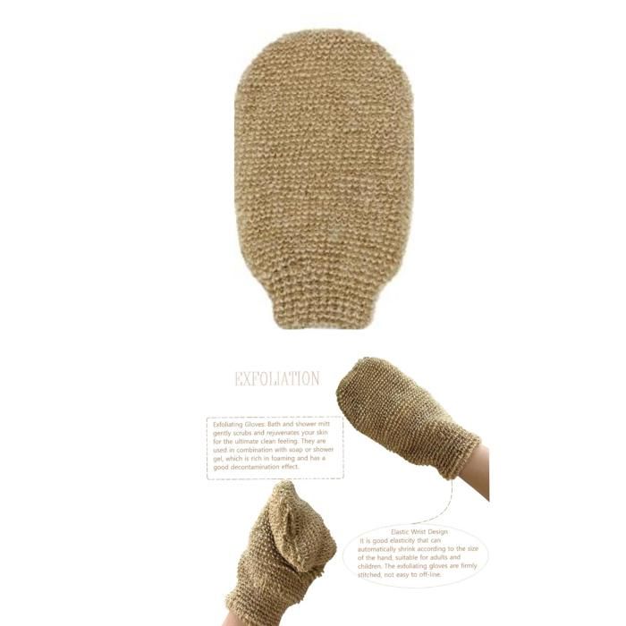Gant de bain - Exfoliant en jute - Massage - Couleurs aléatoires - Biodégradable