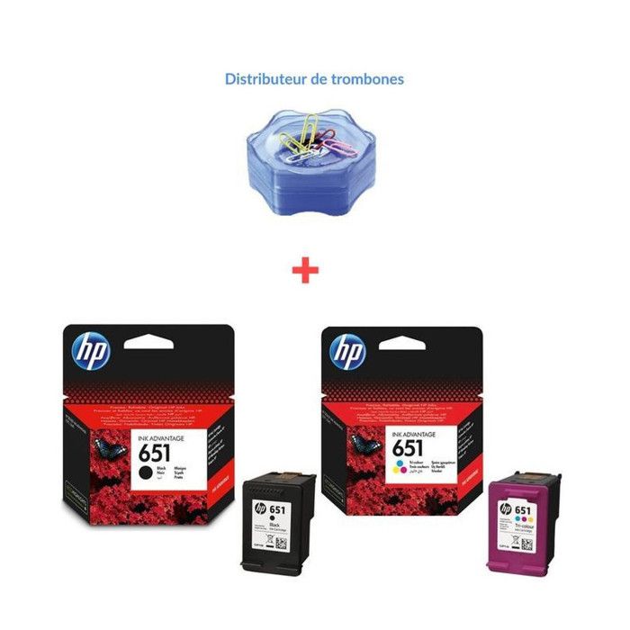 Pack cartouche 651 Noir + Couleur Pour imprimante 5575 , OfficeJet 202 ( Cadeau offert )