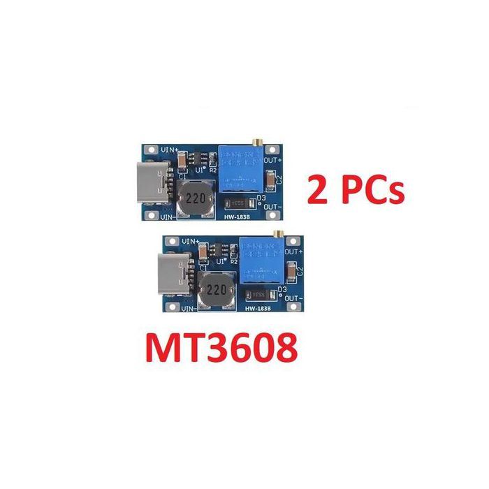 2 Modules élévateur réglable MT3608, régulateur de tension, prise micro USB Type-C 2V-24V à 5V-28V 2A, convertisseur élévateur DC-DC