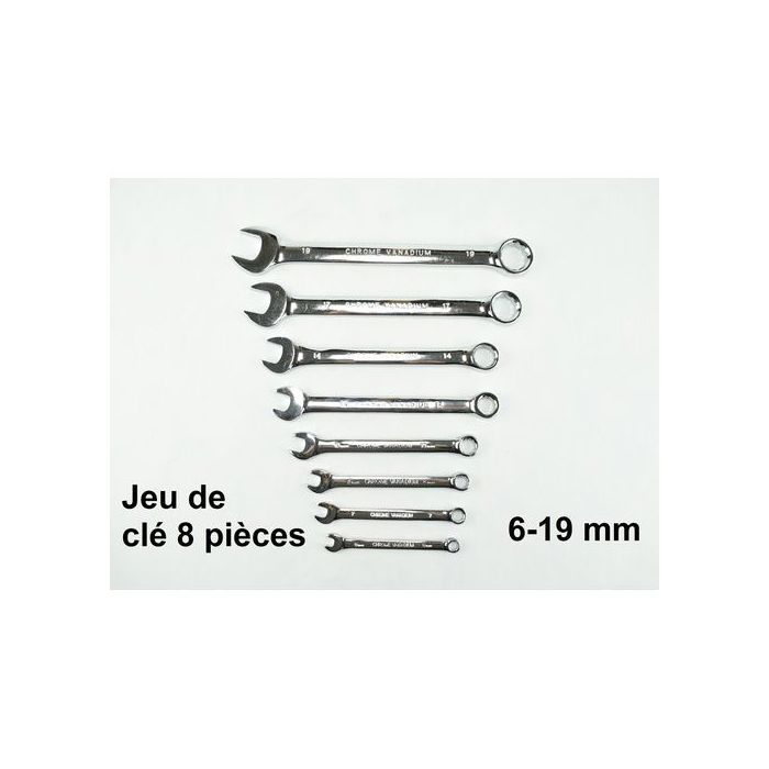 Jeu de 8 clés mixte multifonction
