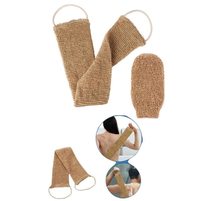 Gant de bain exfoliant - Duo en jute - Massage - Exfoliation - Biodégradable