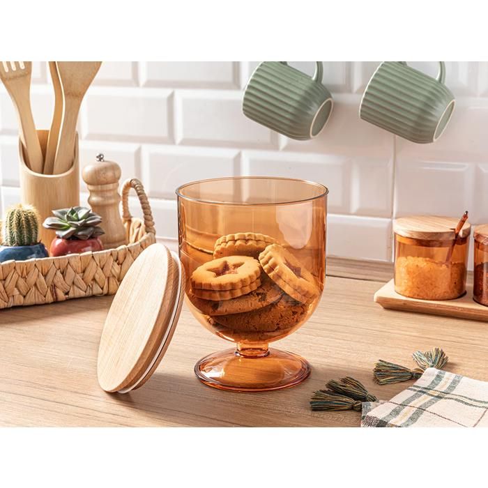 Coffret de rangement - GENERIC - 800 ml - Bois naturel - Socle surélevé - Couvercle en bois