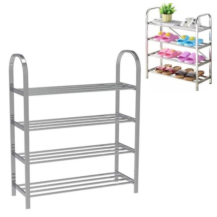 Étagère À Chaussures pliable Multi-Couche en acier inoxydable 4 niveaux
